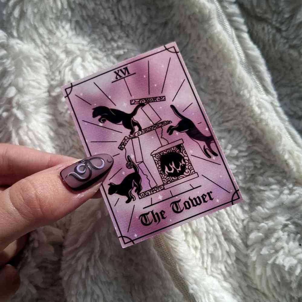 EvyHandmadeDesign - The Tower Cat Tarot No.16 Sticker